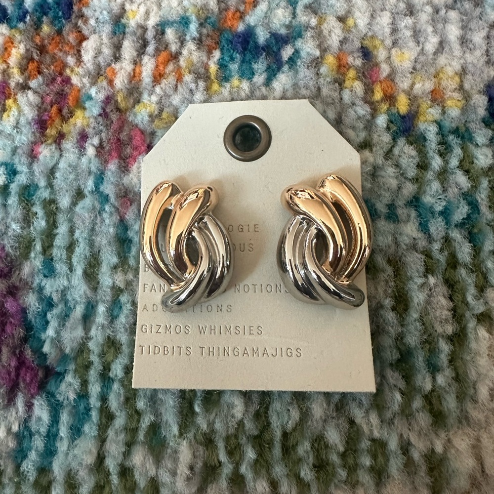 Anthropologie Gold and Silver Twist Earrings